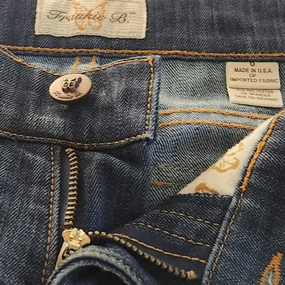 Frankie B Limited Edition Jeans - Embroidered Butterfly Pockets & Boot Cut Leg - Picture 9 of 14